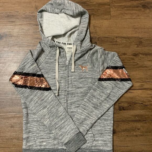 VS PINK REVERSIBLE BLING HOODIE WITH JOGGERS OUTFIT SET XS - Picture 4 of 13